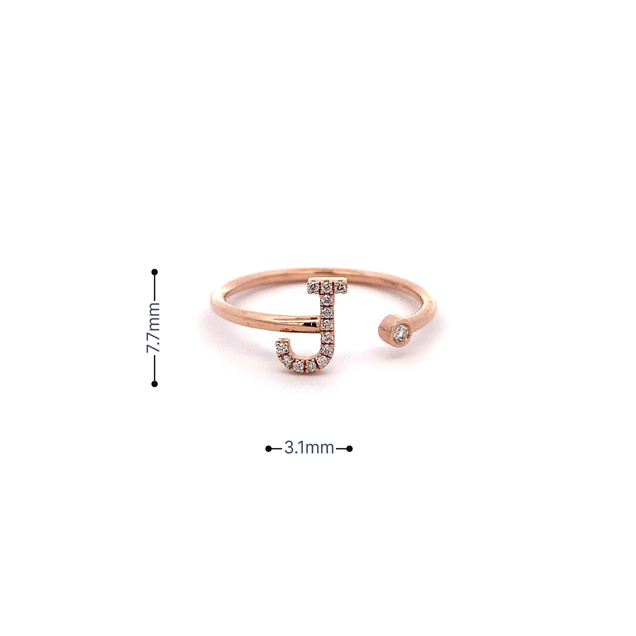14K Gold Diamond Initial Ring J(0.07ct) - dagatchi.com