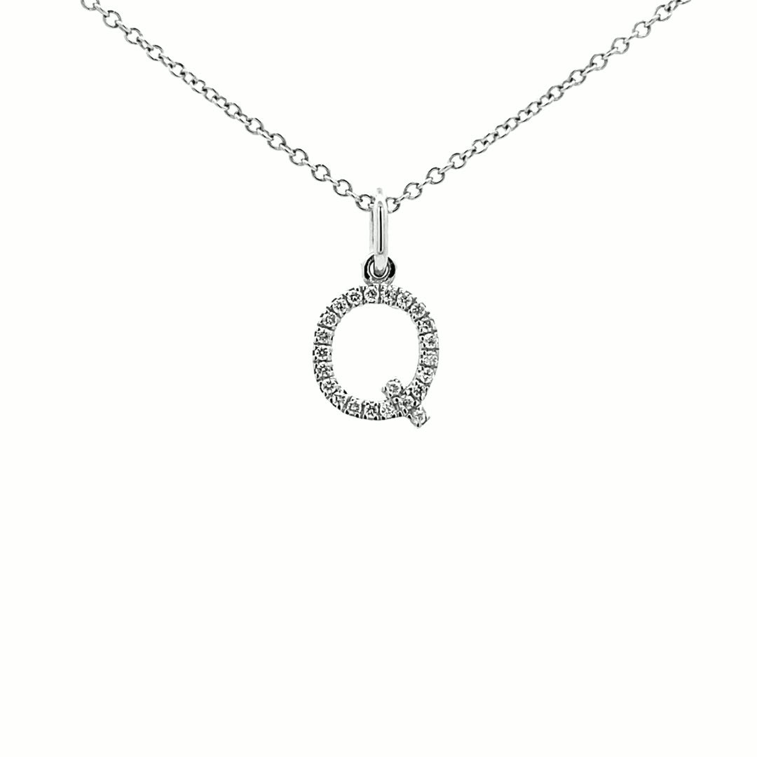 14K Gold Initial Diamond Pendant Q(0.09ct) - dagatchi.com
