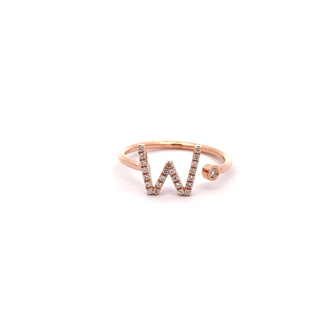 14K Gold Diamond Initial Ring W(0.11ct) - dagatchi.com
