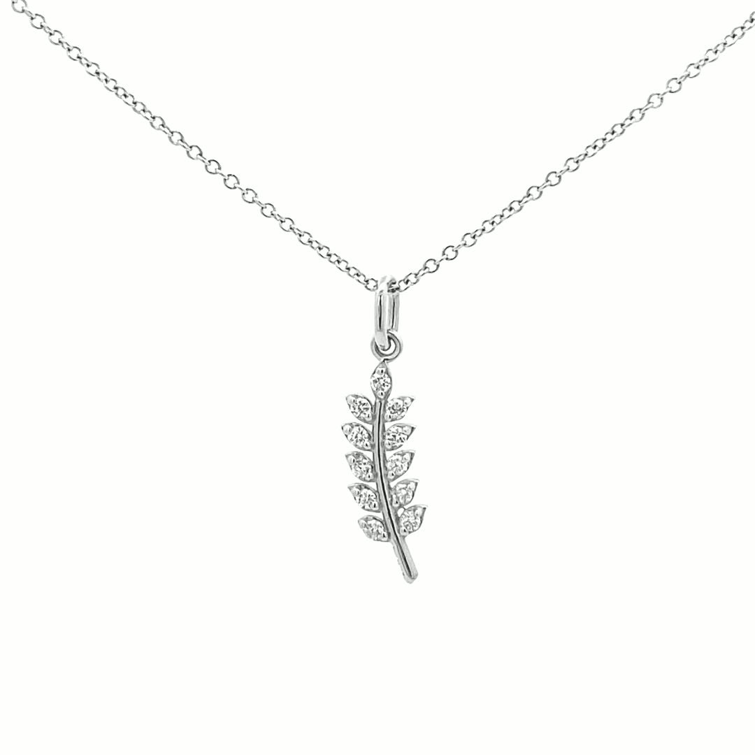14K Gold Diamond Leaf Elegance Pendant(0.14ct) - dagatchi.com