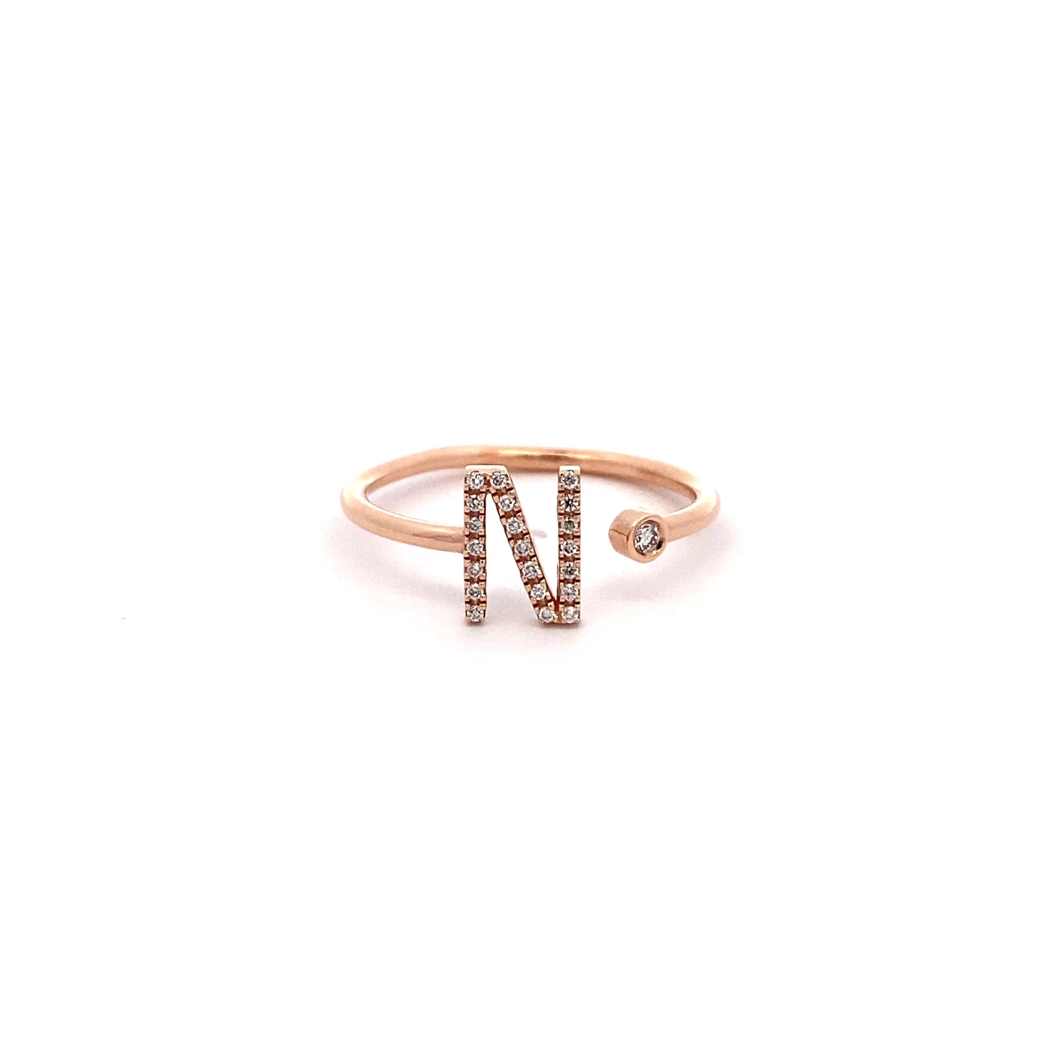 14K Gold Diamond Initial Ring N(0.10ct) - dagatchi.com