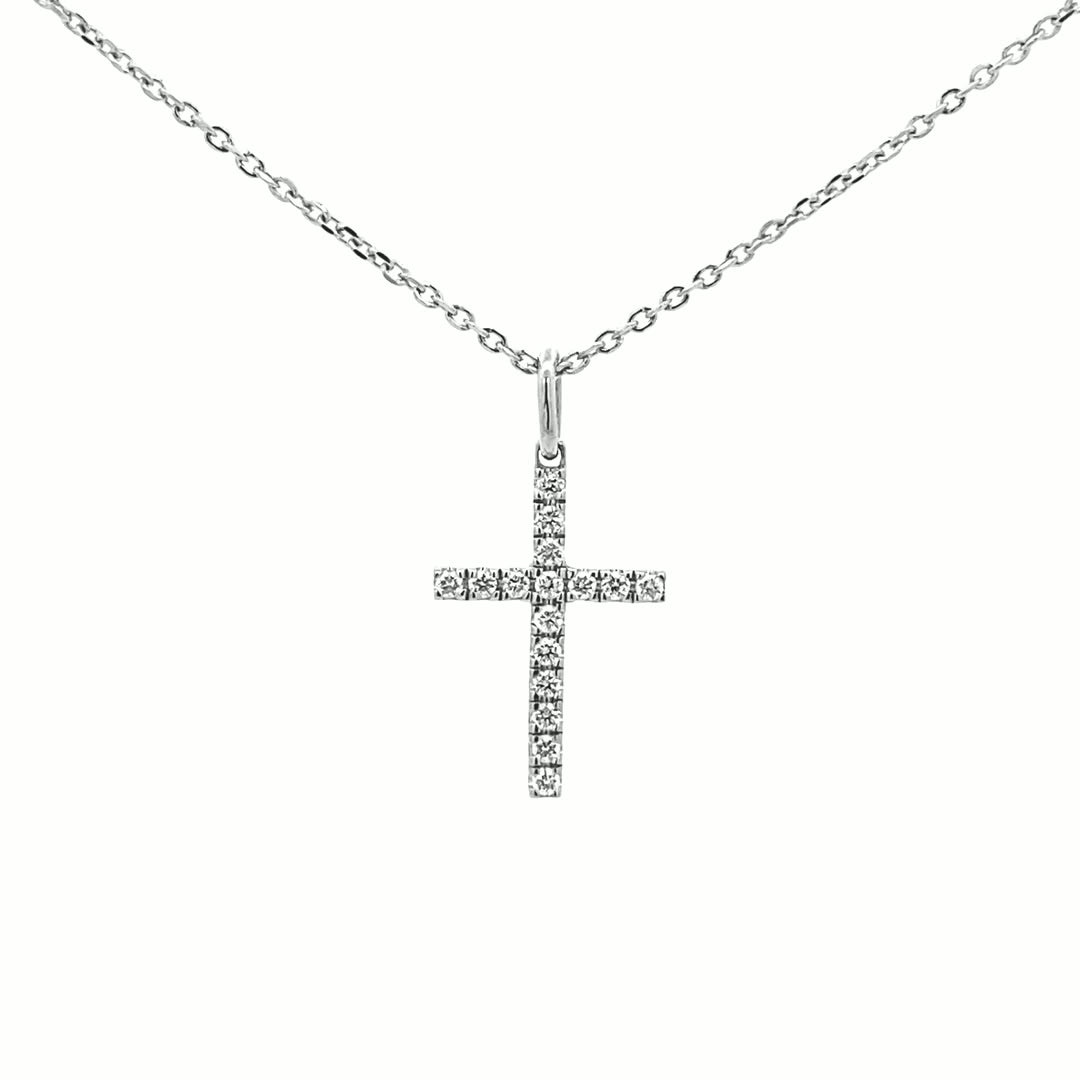14K Gold 16 Diamond Cross Pendant(0.18ct) - dagatchi.com