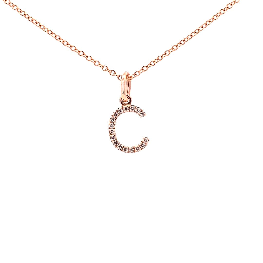 14K Gold Initial Diamond Pendant C(0.06ct) - dagatchi.com