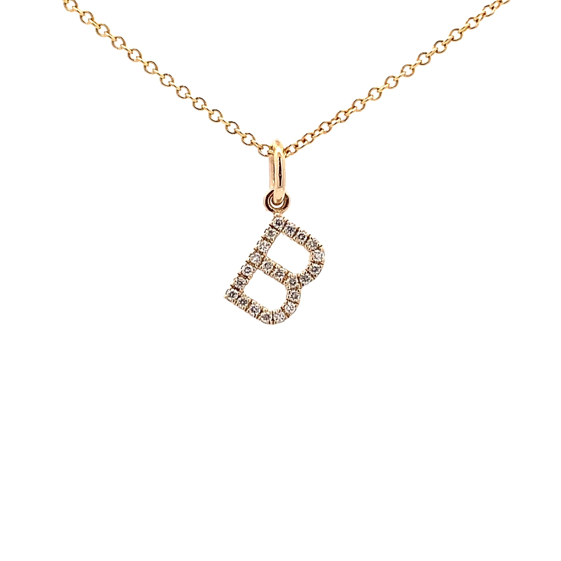 14K Gold Diamond Initial Pendant B(0.08ct) - dagatchi.com