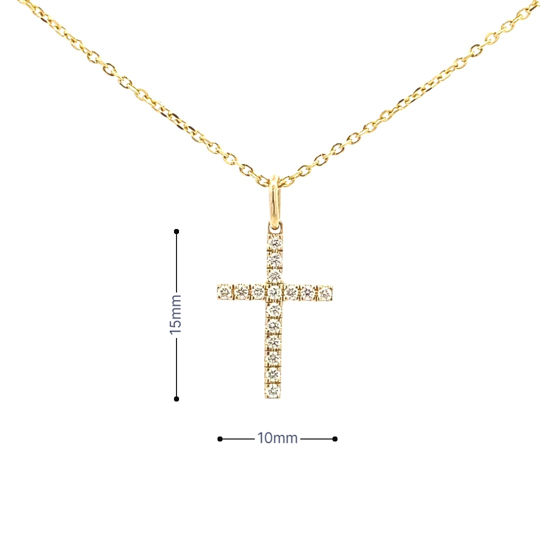 14K Gold 16 Diamond Cross Pendant(0.18ct) - dagatchi.com