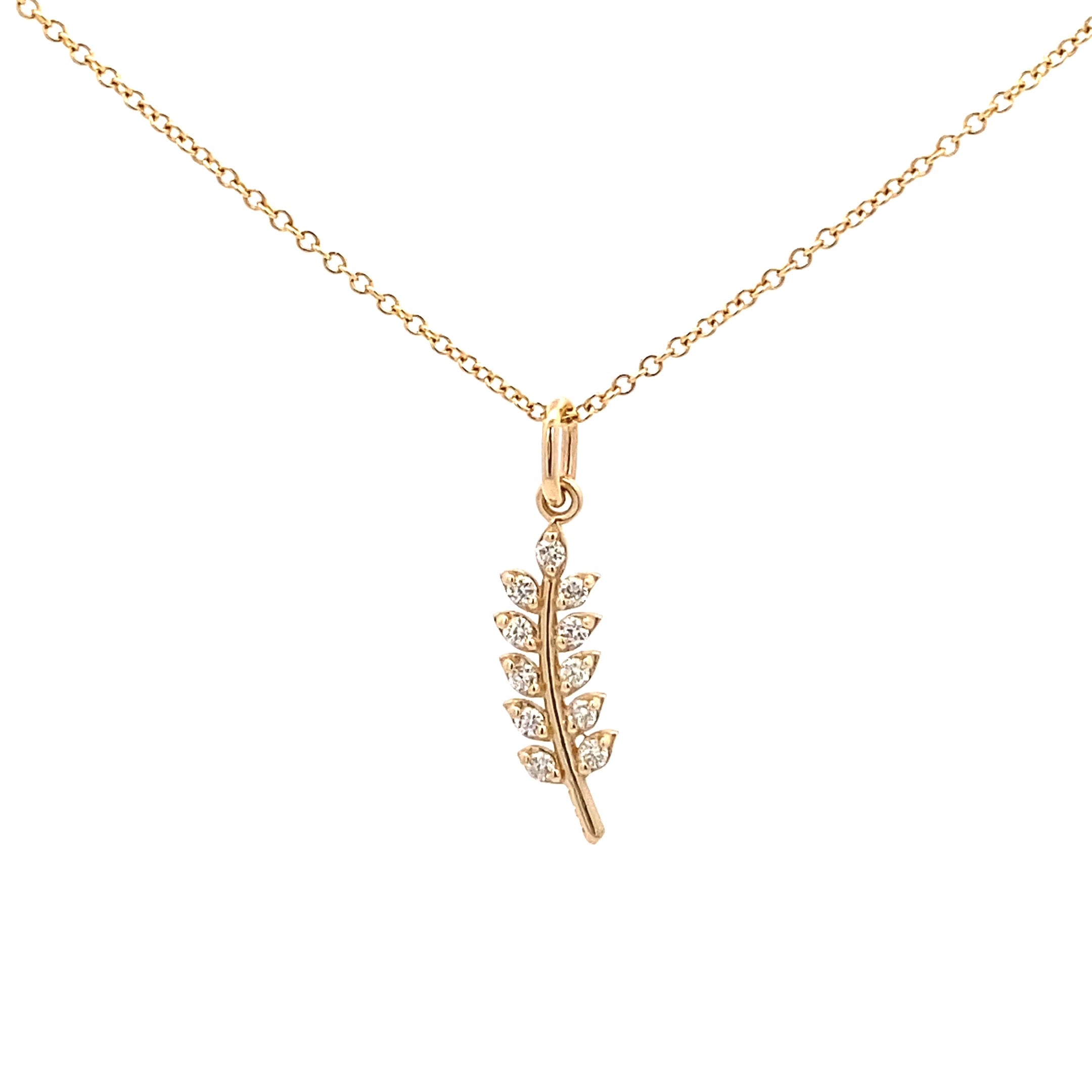 14K Gold Diamond Leaf Elegance Pendant(0.14ct) - dagatchi.com