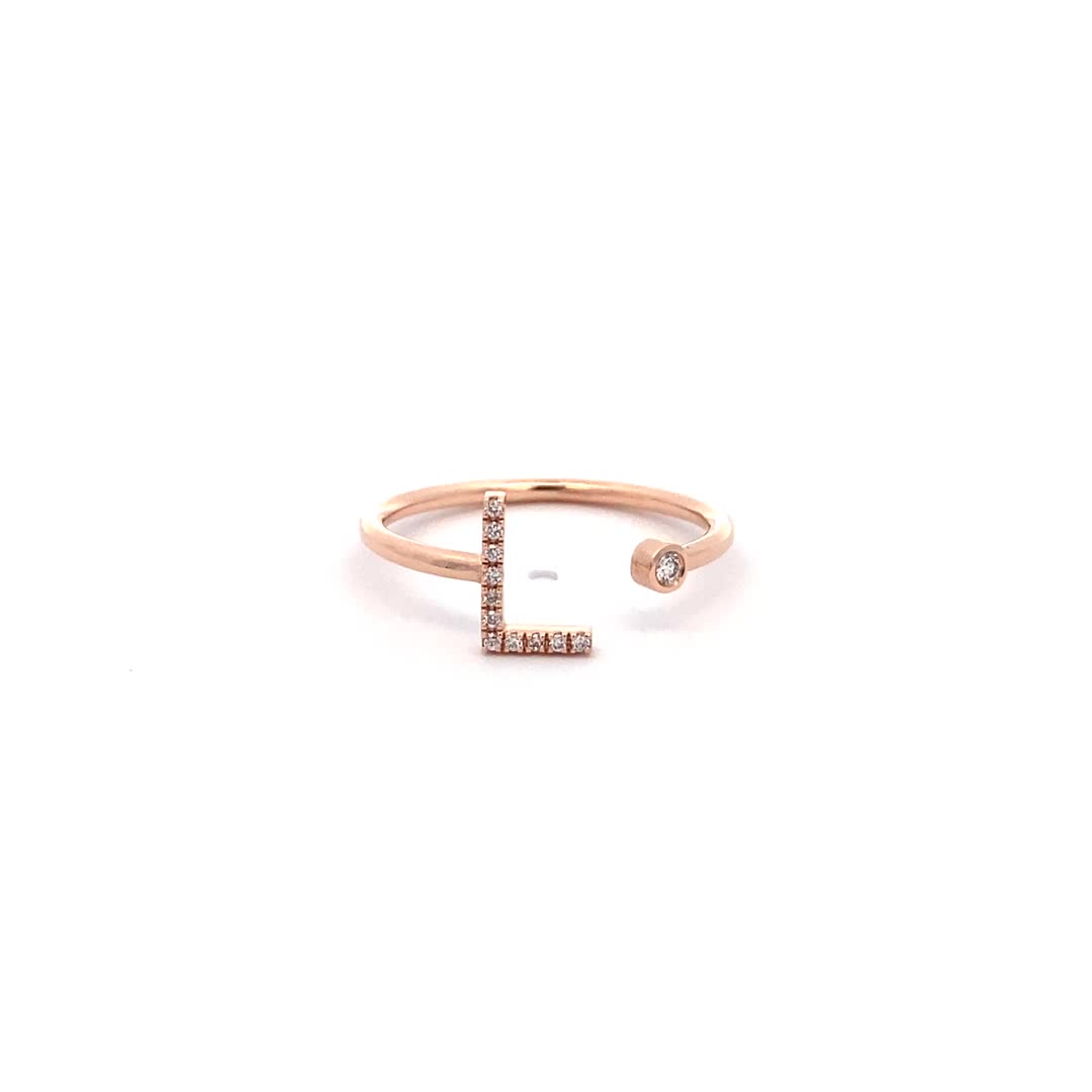 14K Gold Diamond Initial Ring L(0.06ct) - dagatchi.com
