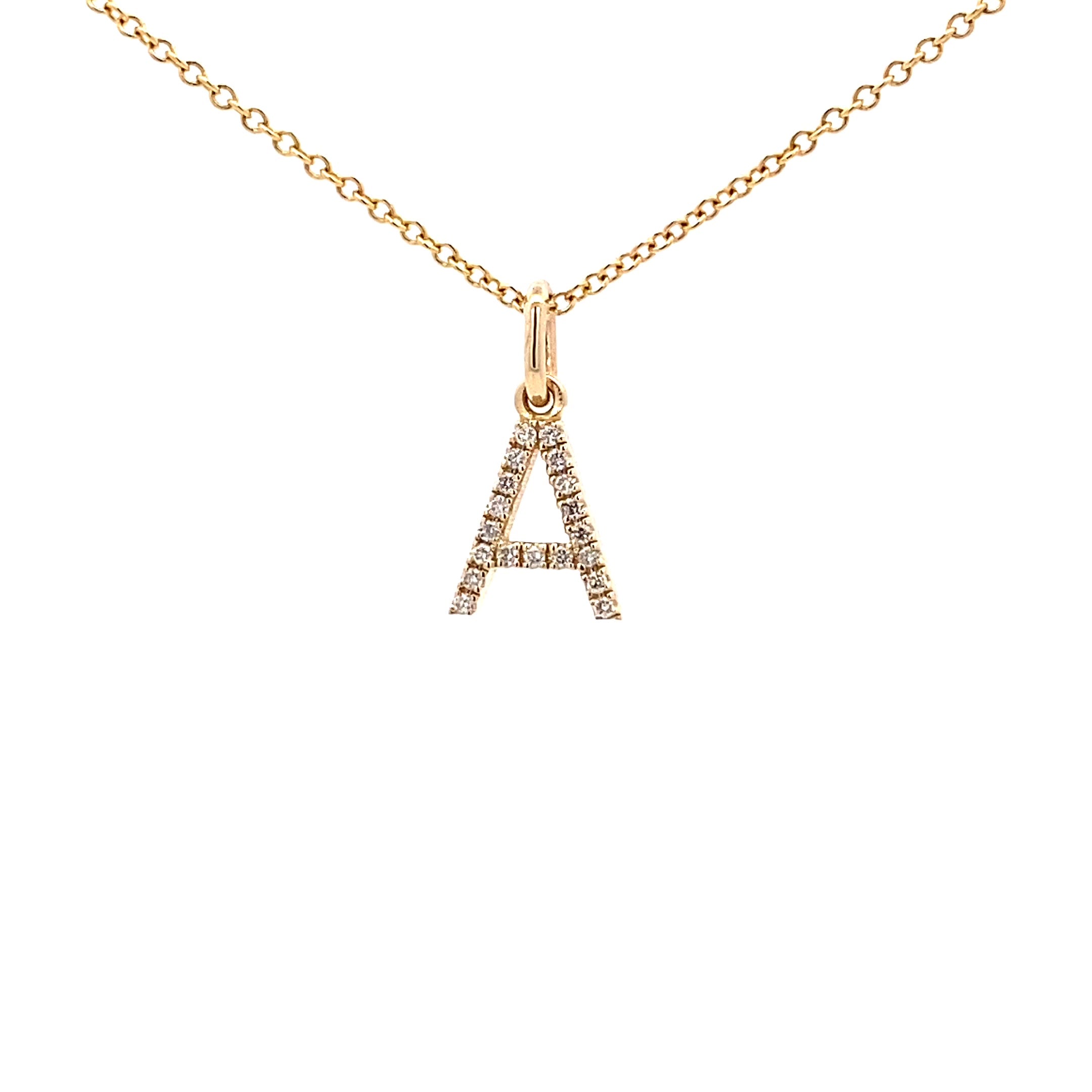 14K Gold Diamond Initial  Pendant A(0.07ct) - dagatchi.com