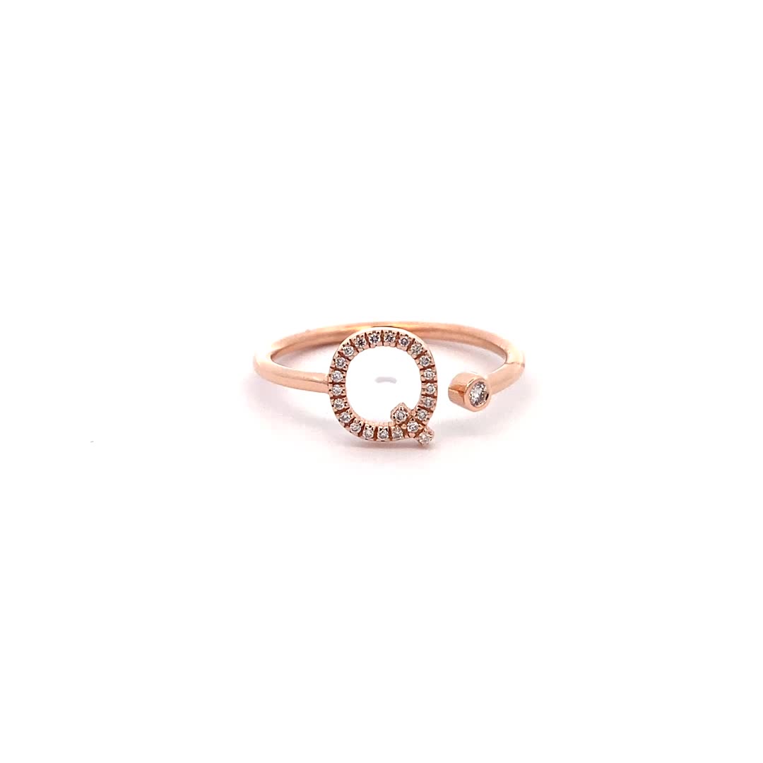 14K Gold Diamond Initial Ring Q(0.11ct) - dagatchi.com