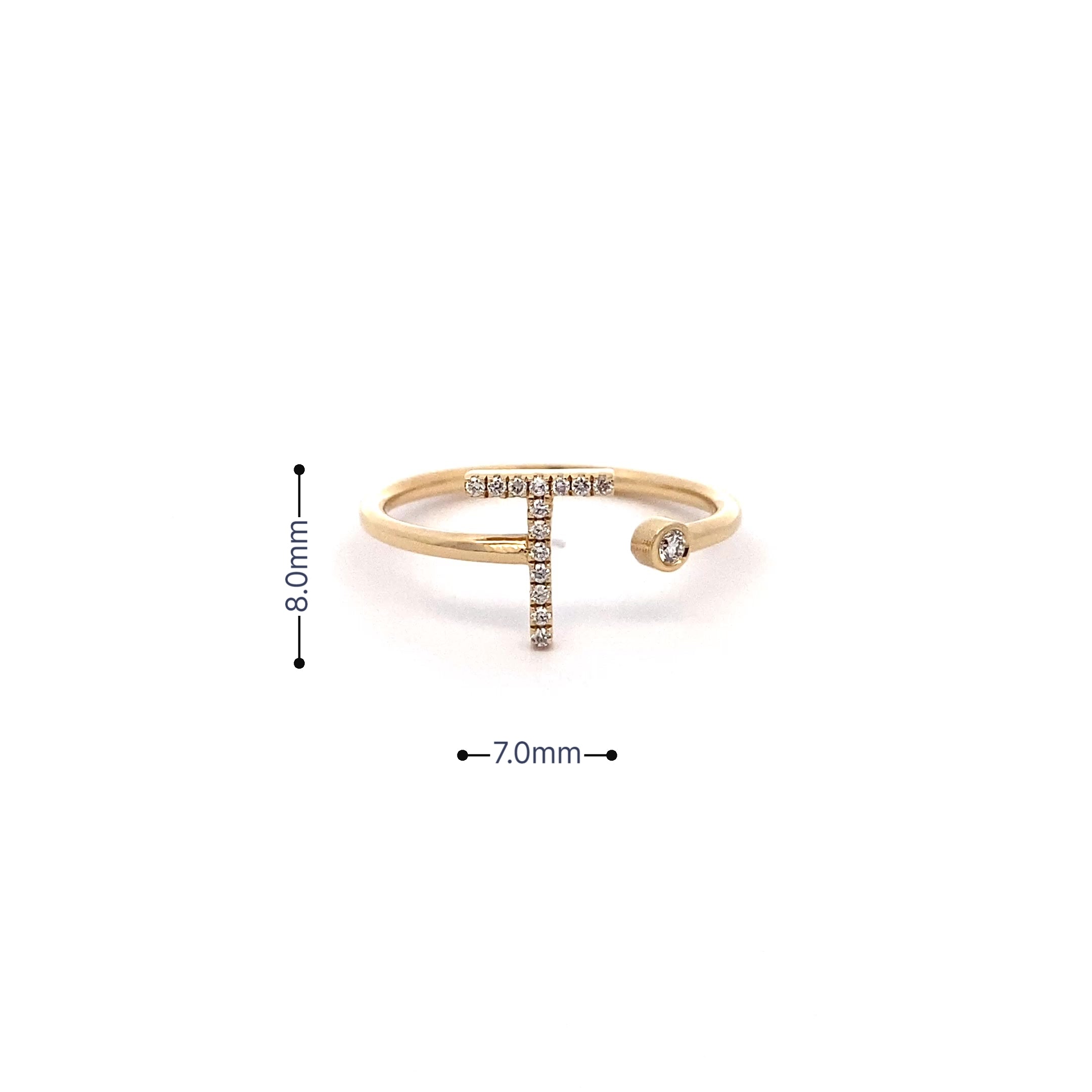14K Gold Diamond Initial Ring T(0.07ct) - dagatchi.com