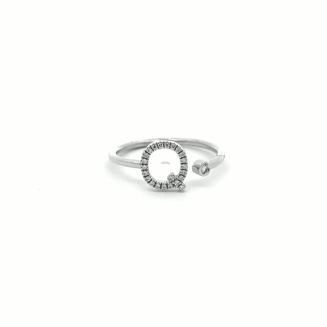 14K Gold Diamond Initial Ring Q(0.11ct) - dagatchi.com