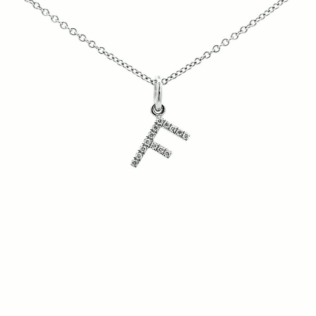 14K Gold Initial Diamond Pendant F(0.05ct) - dagatchi.com