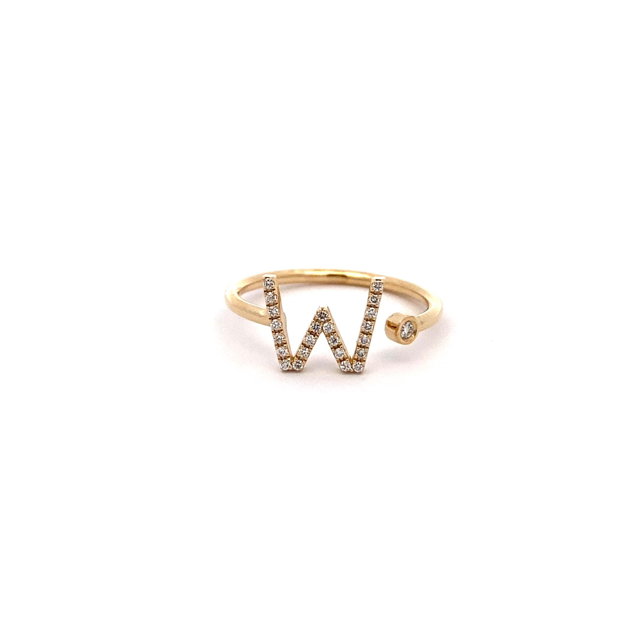 14K Gold Diamond Initial Ring W(0.11ct) - dagatchi.com