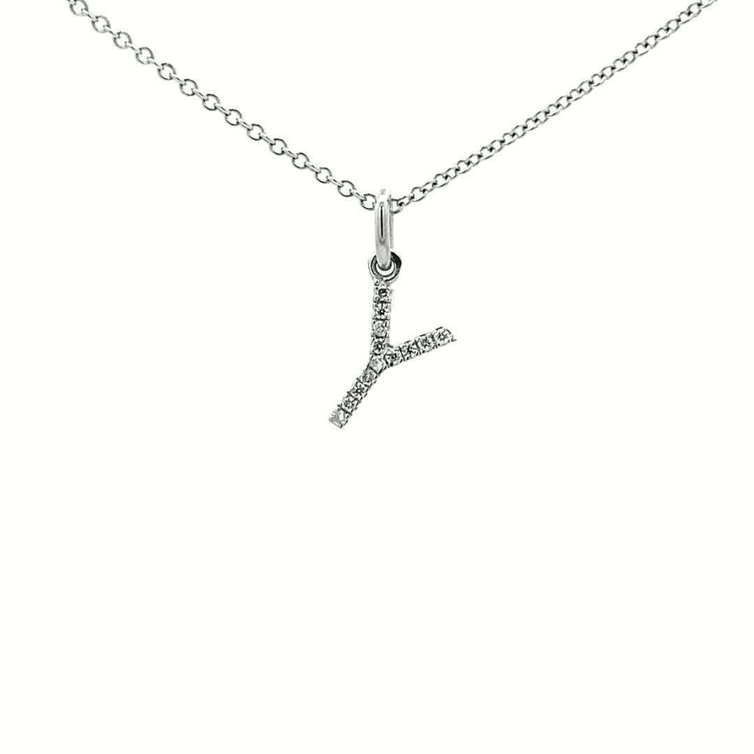 14K Gold Initial Diamond Pendant Y(0.05ct) - dagatchi.com