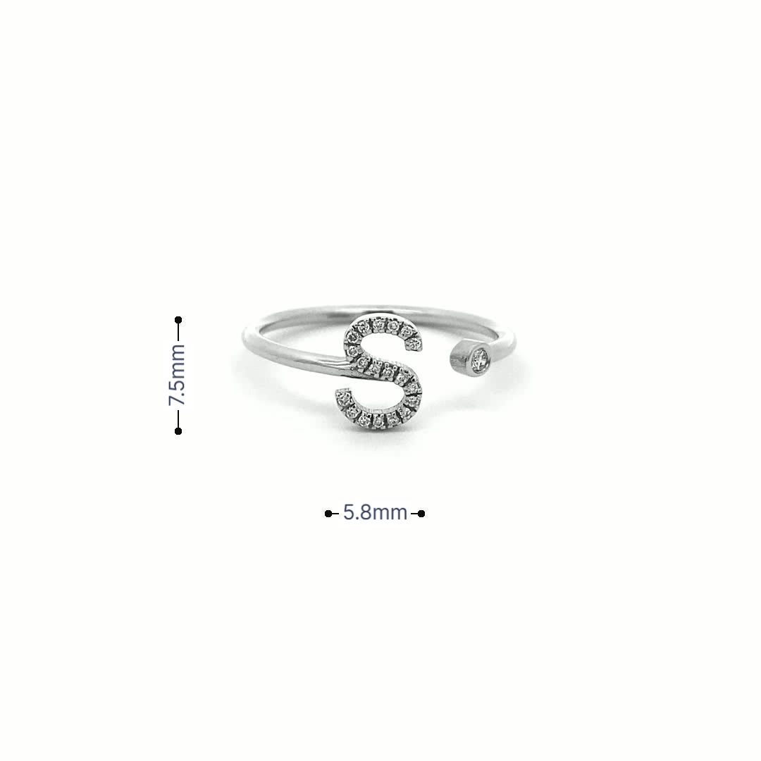 14K Gold Diamond Initial Ring S(0.09ct) - dagatchi.com