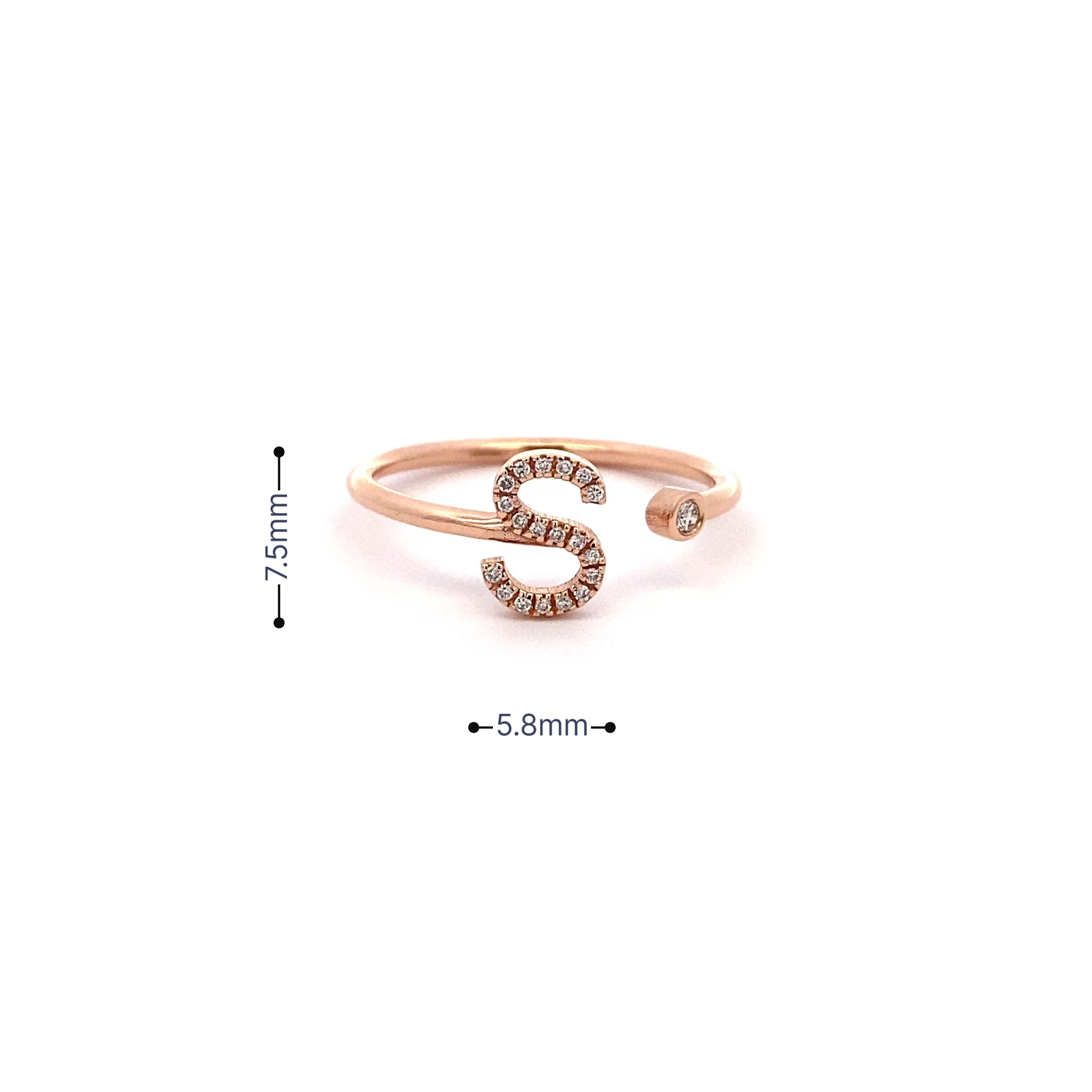 14K Gold Diamond Initial Ring S(0.09ct) - dagatchi.com