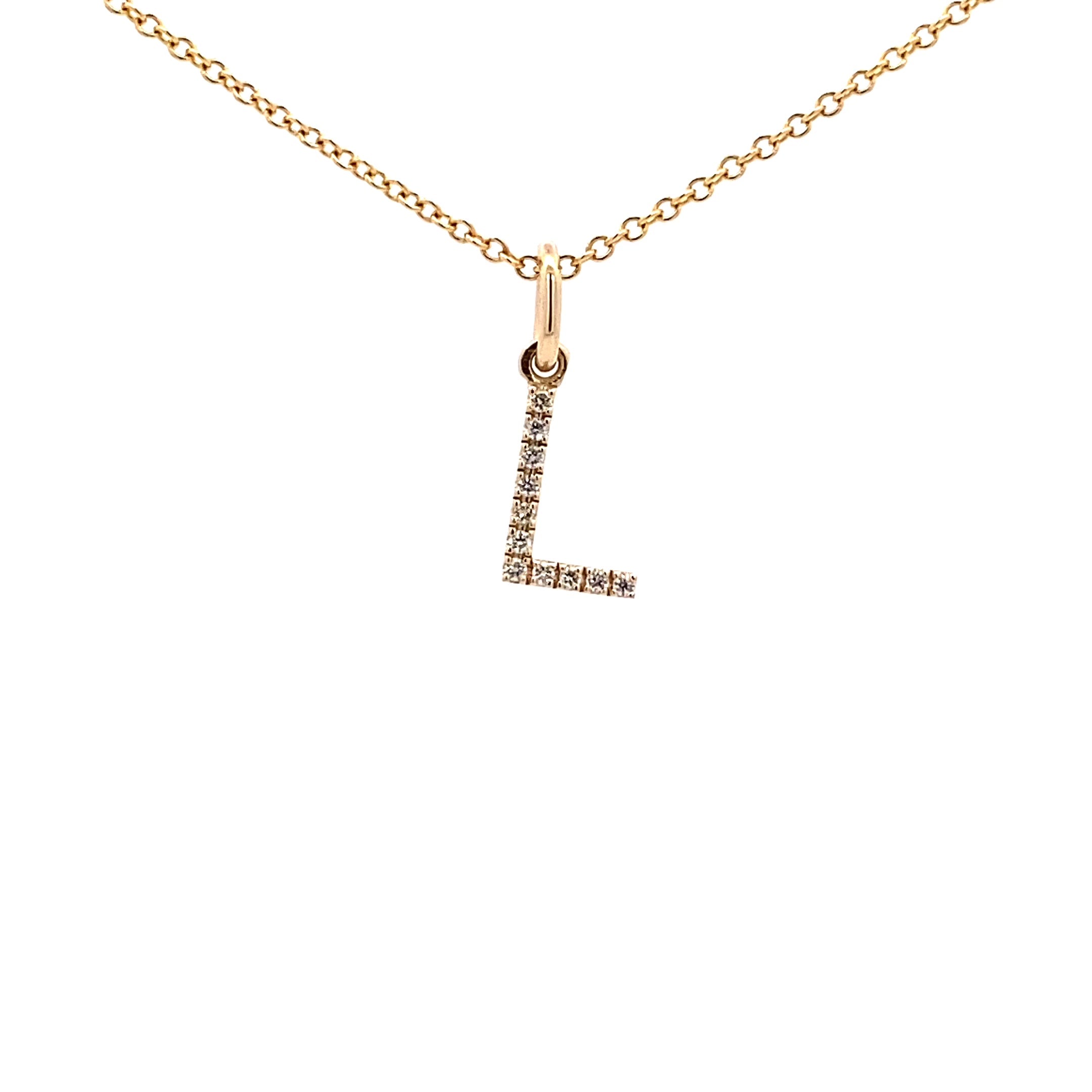 14K Gold Initial Diamond Pendant L(0.04ct) - dagatchi.com