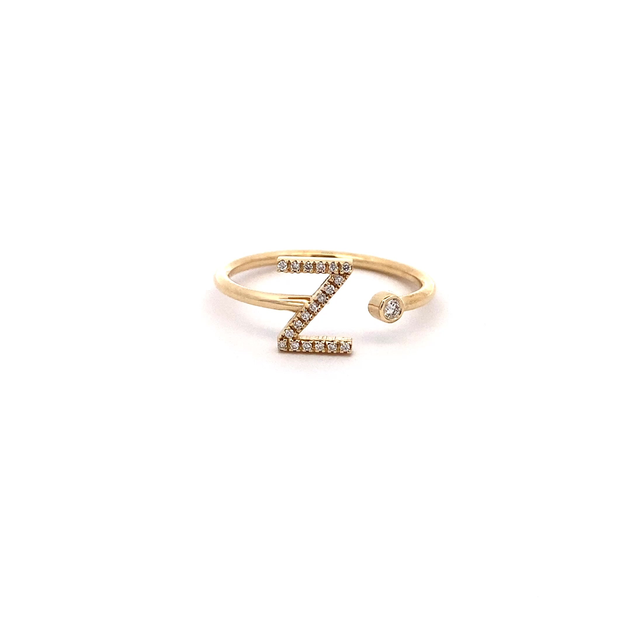 14K Gold Diamond Initial Ring Z(0.09ct) - dagatchi.com