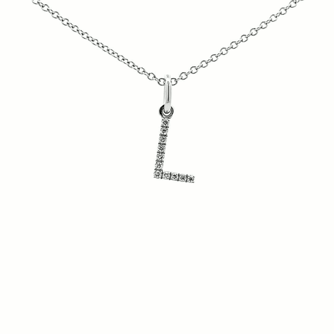 14K Gold Initial Diamond Pendant L(0.04ct) - dagatchi.com