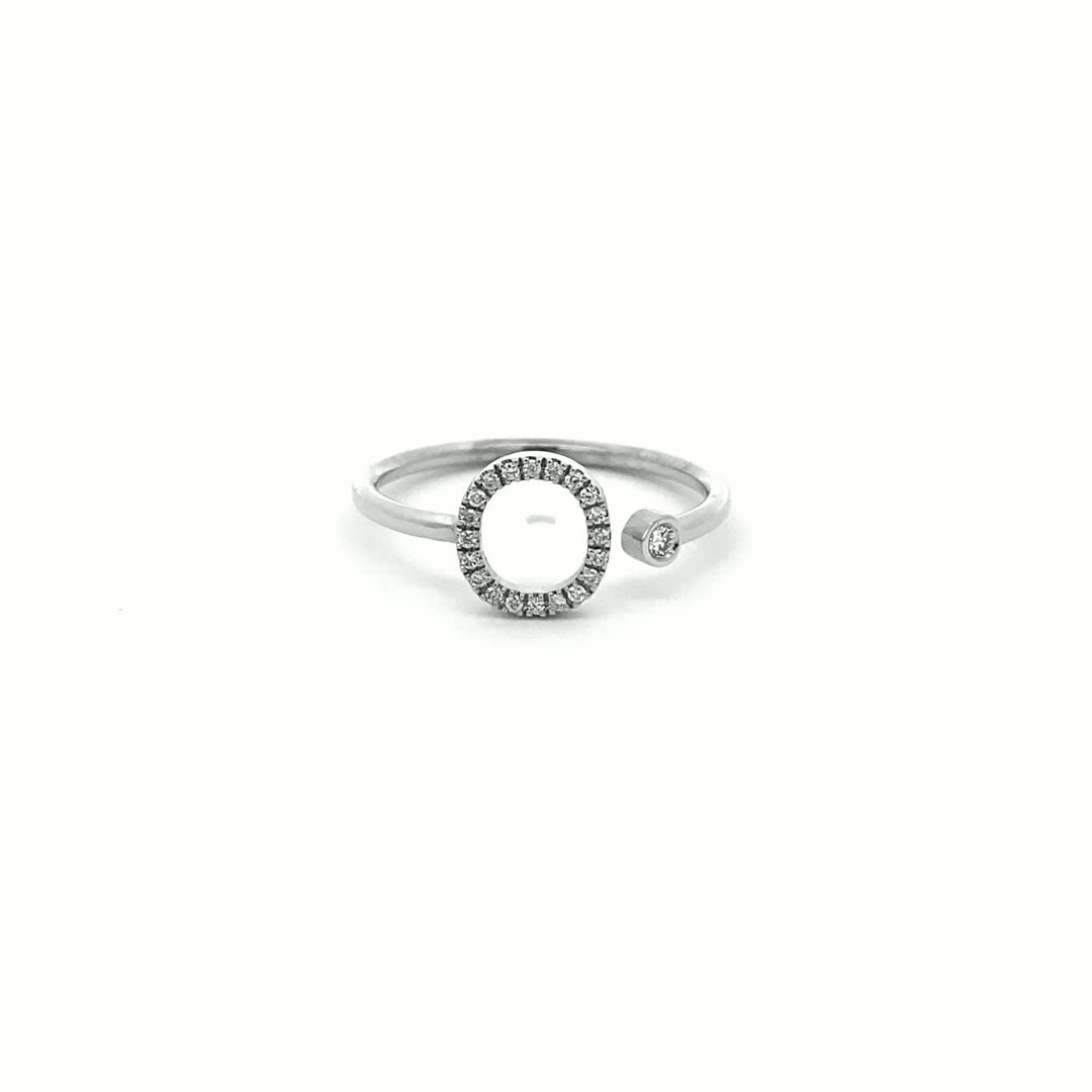 14K Gold Diamond Initial Ring O(0.09ct) - dagatchi.com