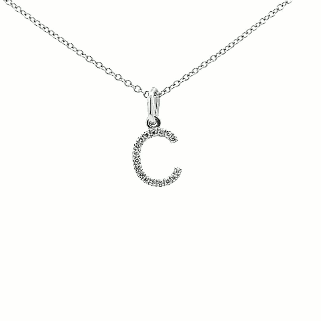 14K Gold Initial Diamond Pendant C(0.06ct) - dagatchi.com
