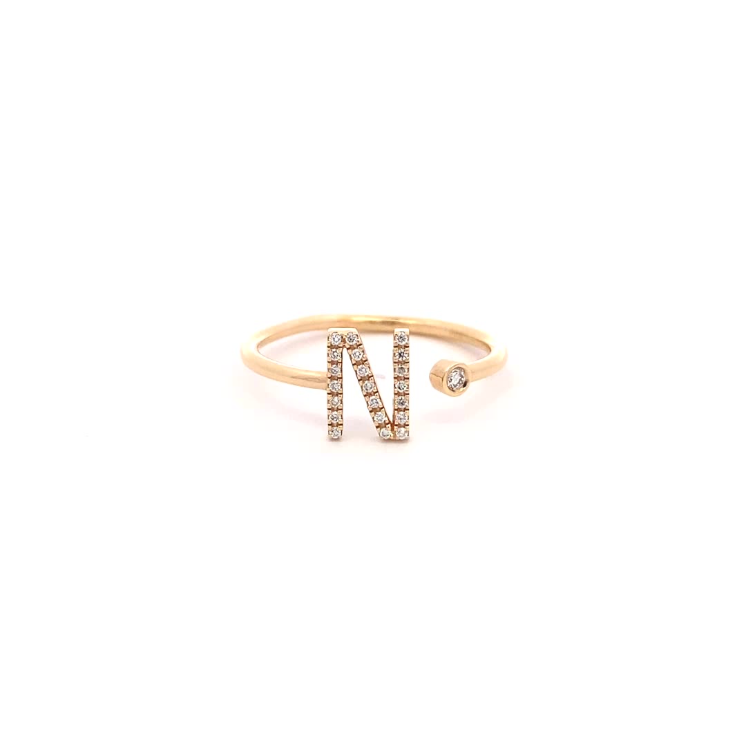 14K Gold Diamond Initial Ring N(0.10ct) - dagatchi.com