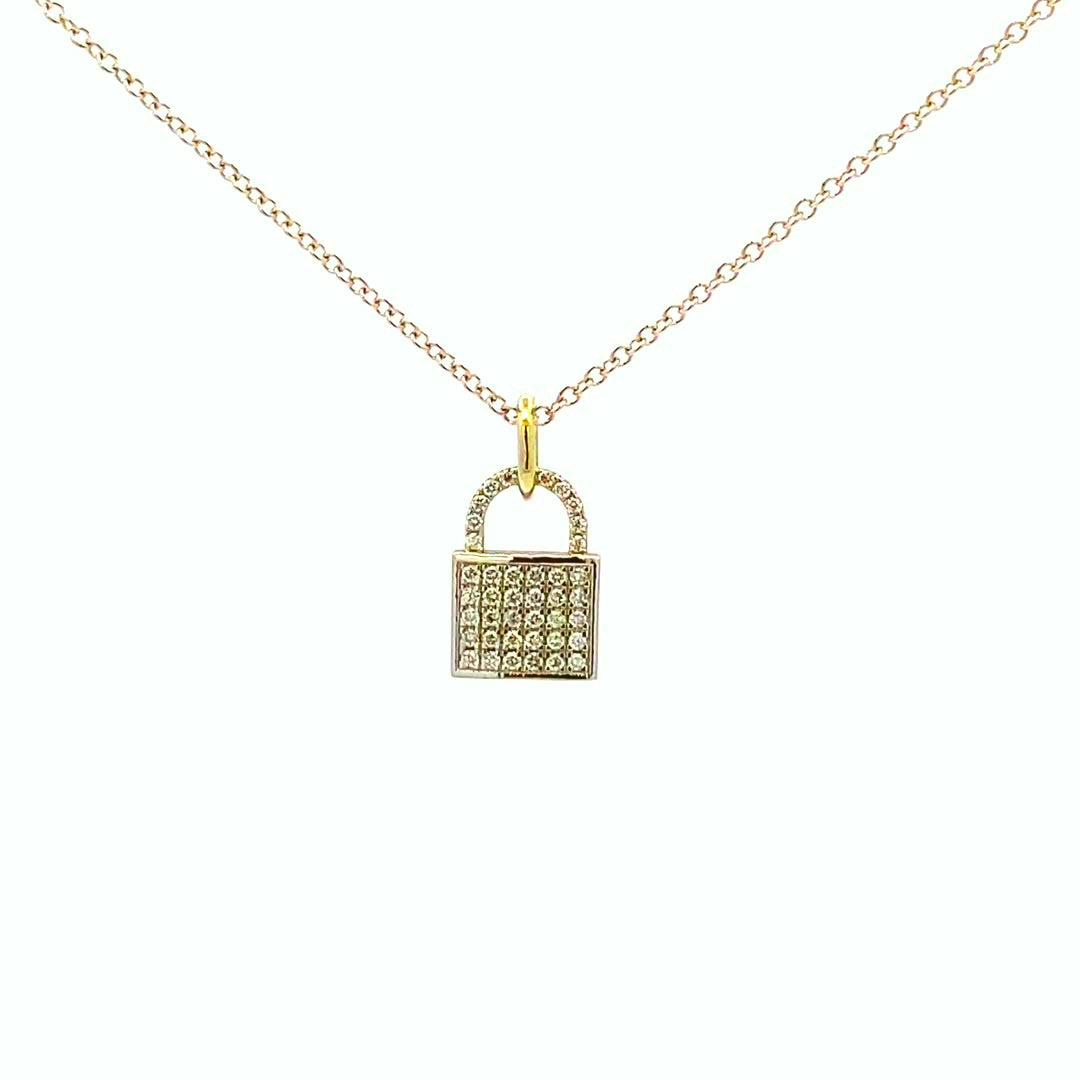 14K Gold Diamond Lock Pendant(0.14ct) - dagatchi.com
