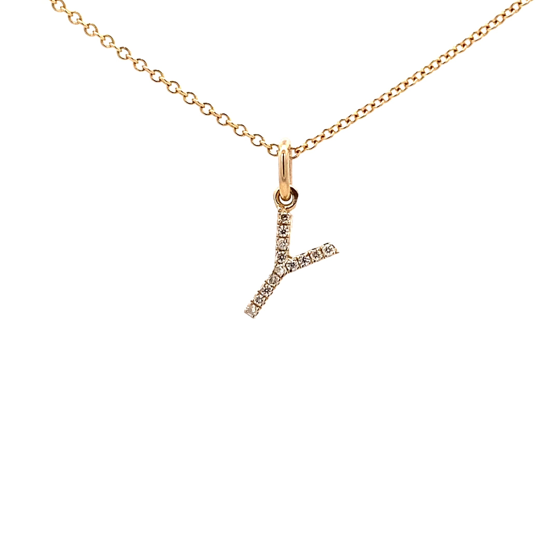 14K Gold Initial Diamond Pendant Y(0.05ct) - dagatchi.com
