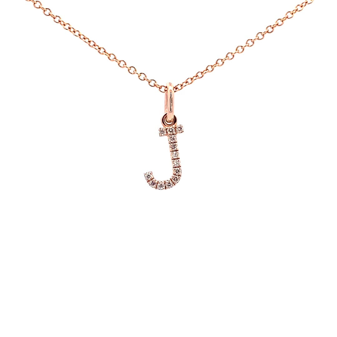 14K Gold Initial Diamond Pendant J(0.05ct) - dagatchi.com