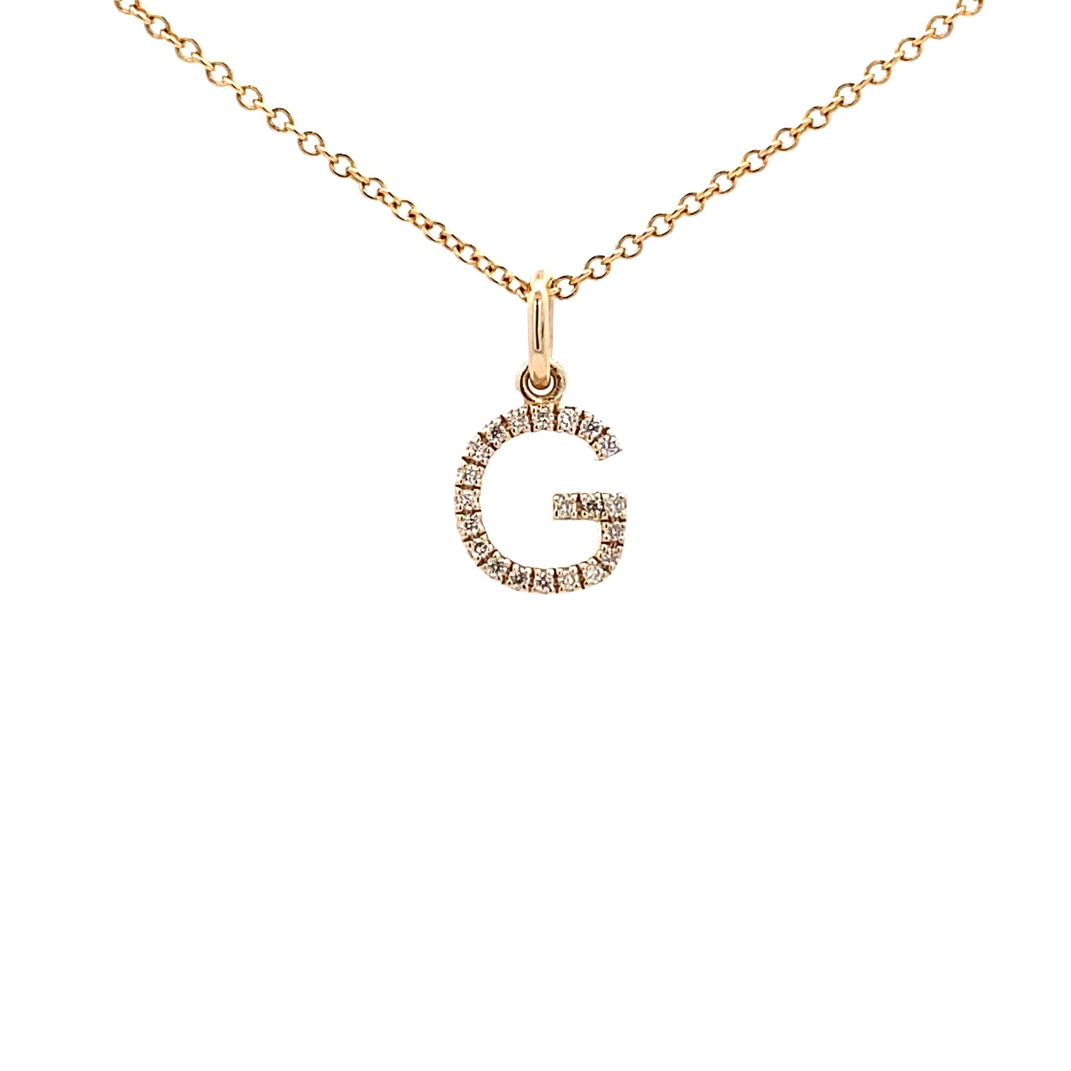 14K Gold Initial Diamond Pendant G(0.08ct) - dagatchi.com