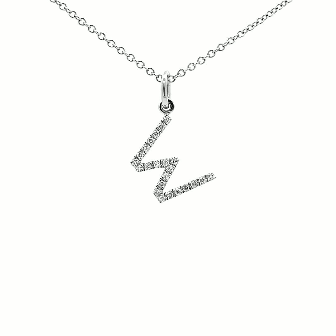14K Gold Initial Diamond Pendant W(0.09ct) - dagatchi.com