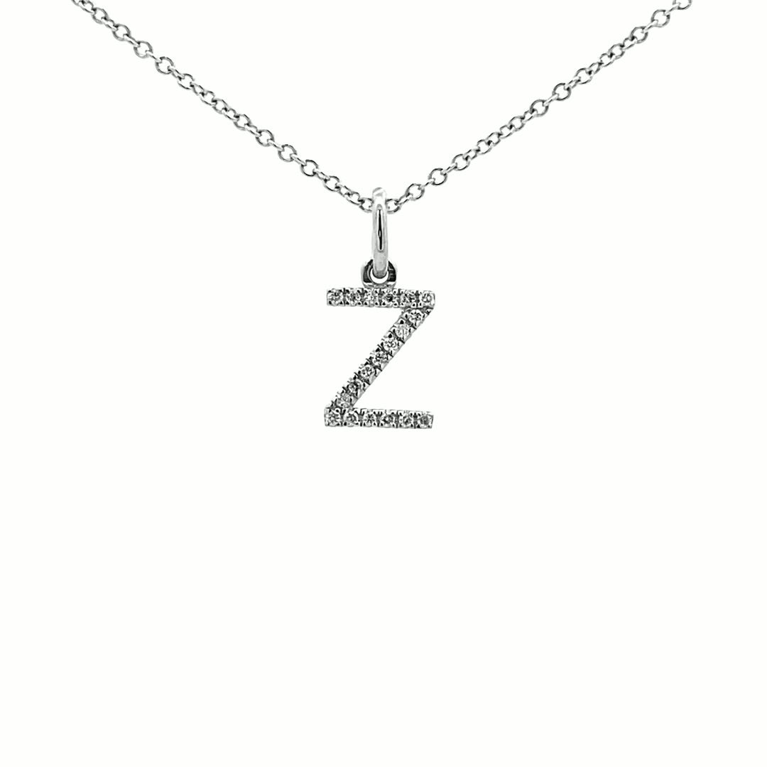 14K Gold Initial Diamond Pendant Z(0.07ct) - dagatchi.com