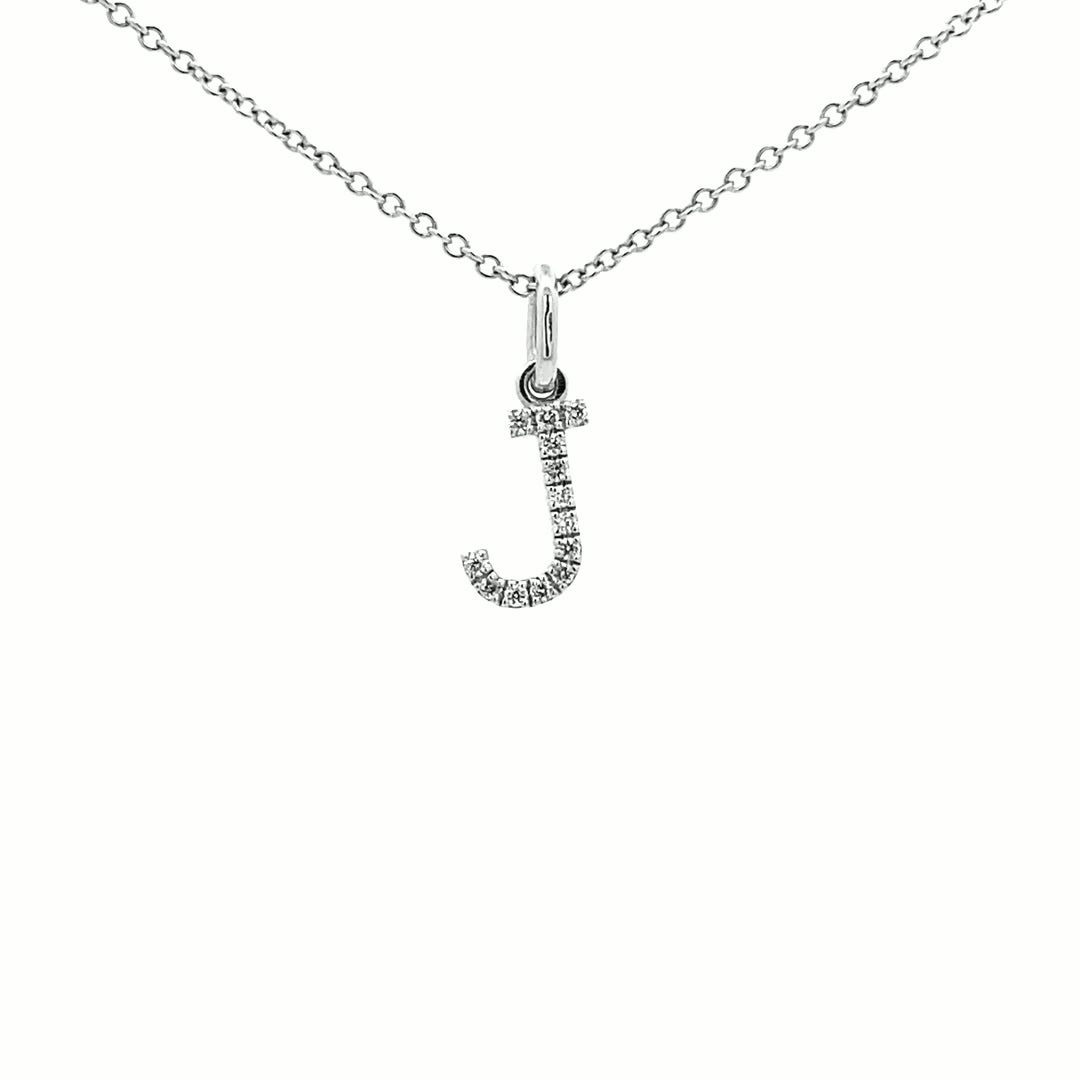 14K Gold Initial Diamond Pendant J(0.05ct) - dagatchi.com