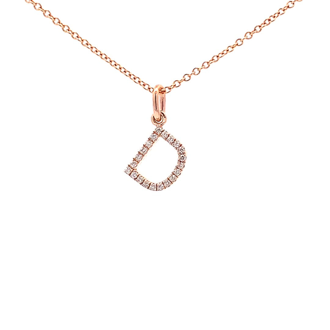 14K Gold Initial Diamond Pendant D(0.08ct) - dagatchi.com