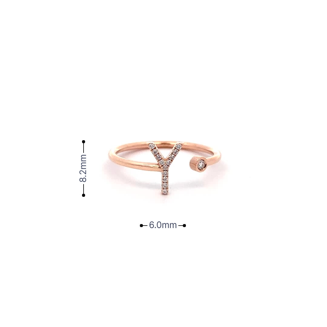 14K Gold Diamond Initial Ring Y(0.07ct) - dagatchi.com