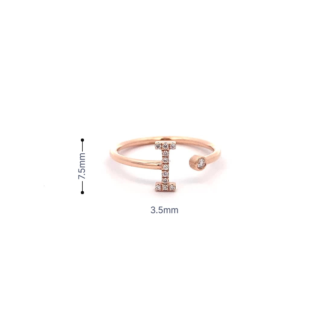 14K Gold Diamond Initial Ring I(0.06ct) - dagatchi.com