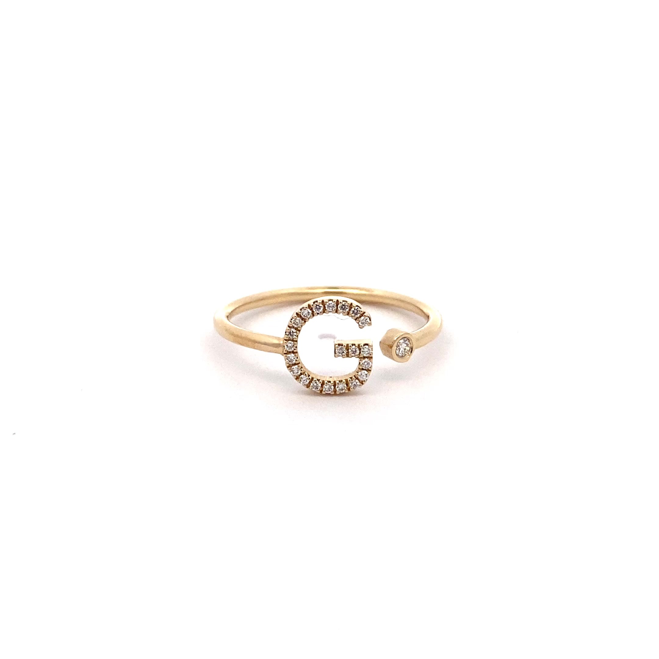 14K Gold Diamond Initial Ring G(0.10ct) - dagatchi.com