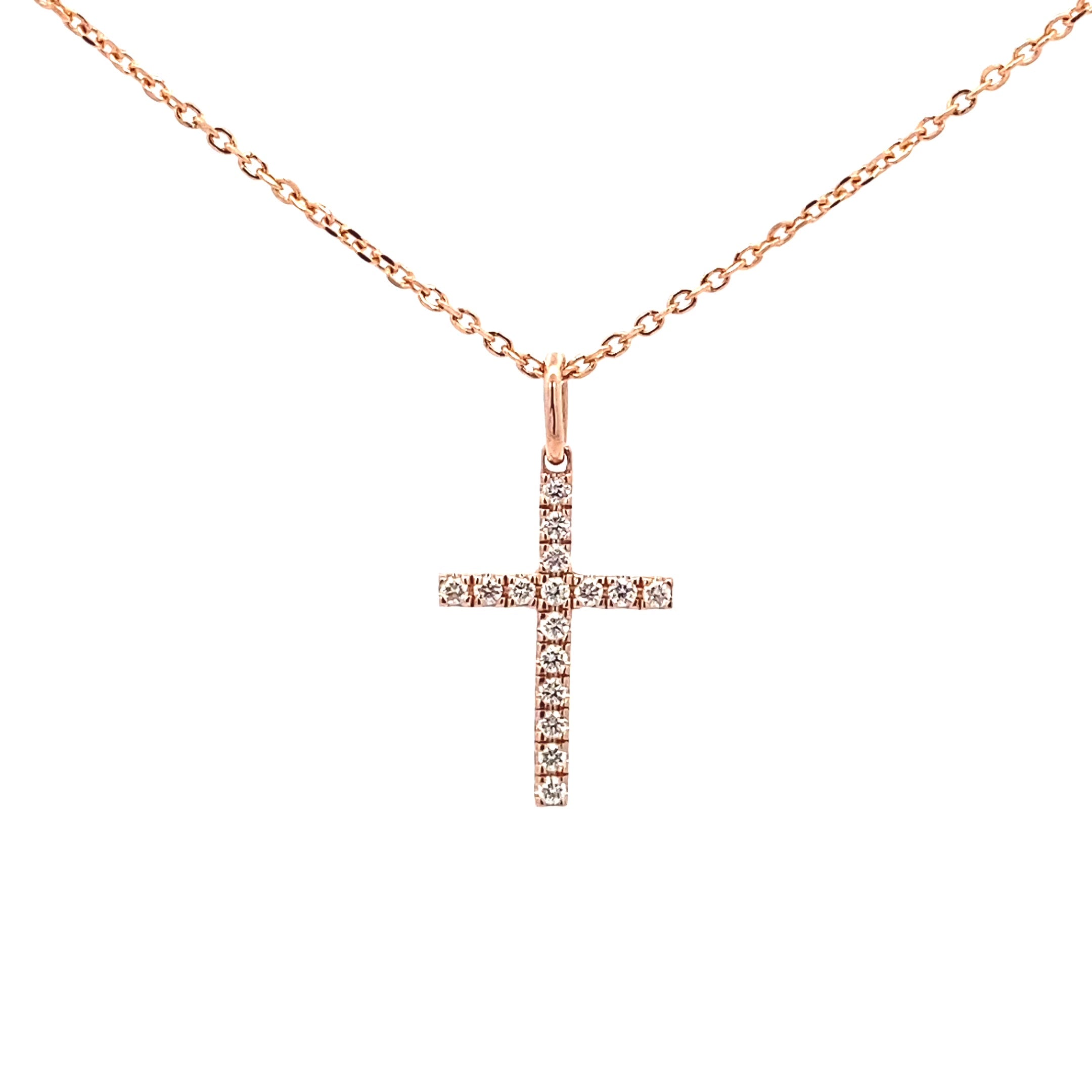 14K Gold 16 Diamond Cross Pendant(0.18ct) - dagatchi.com