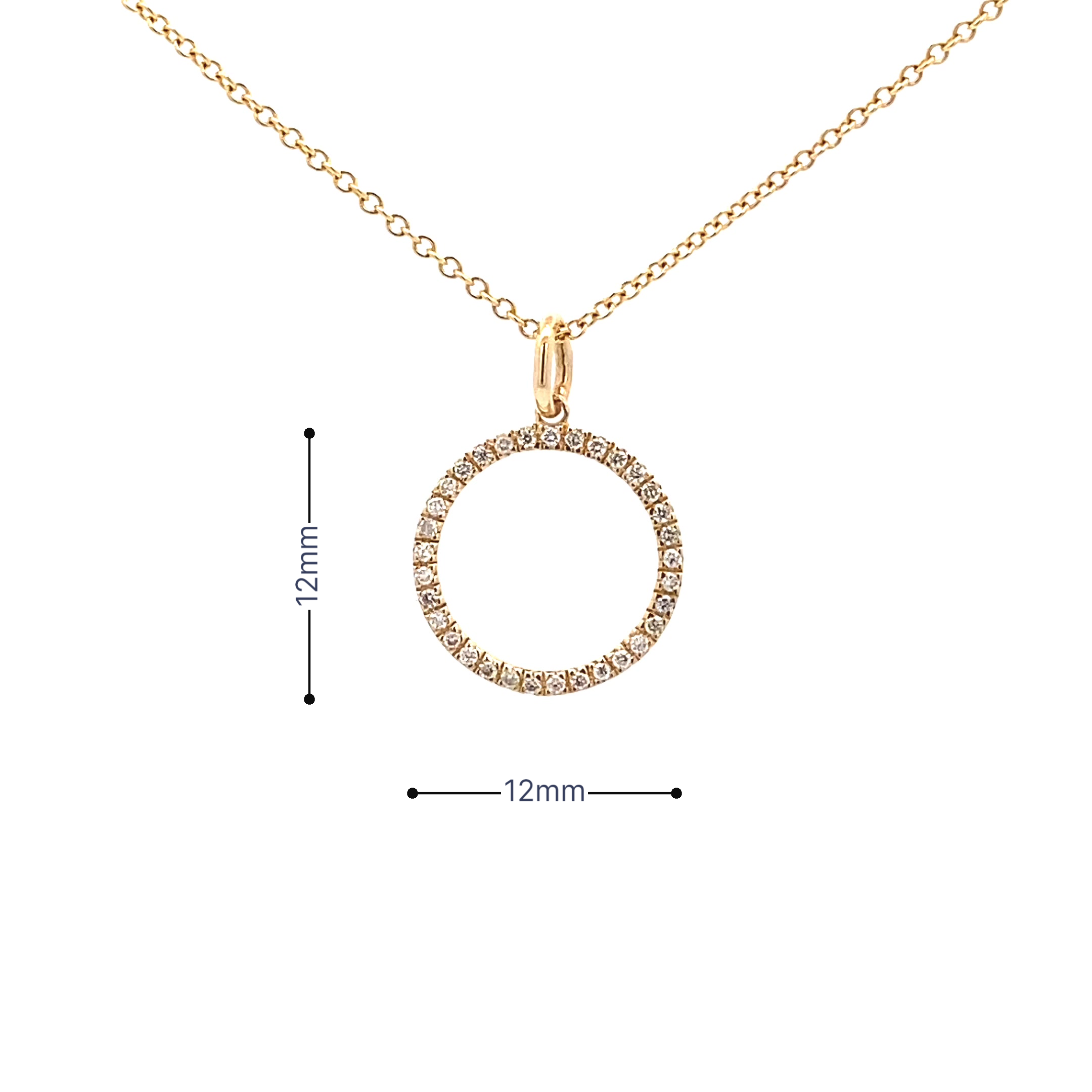 14K Gold Diamond Halo Circle Pendant(0.12ct) - dagatchi.com