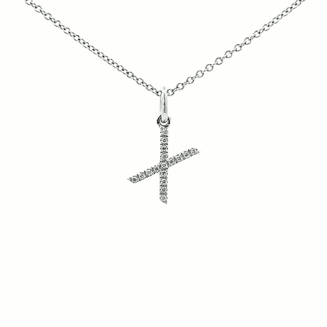 14K Gold Initial Diamond Pendant X(0.06ct) - dagatchi.com