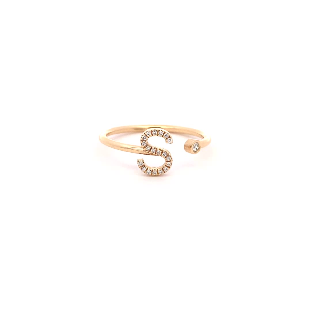 14K Gold Diamond Initial Ring S(0.09ct) - dagatchi.com