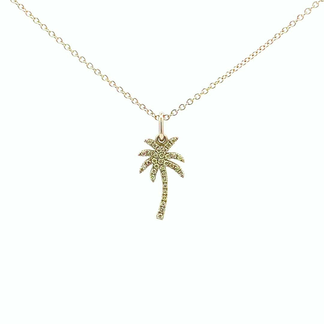 14K Gold Diamond Palm Tree Pendant(0.11ct) - dagatchi.com