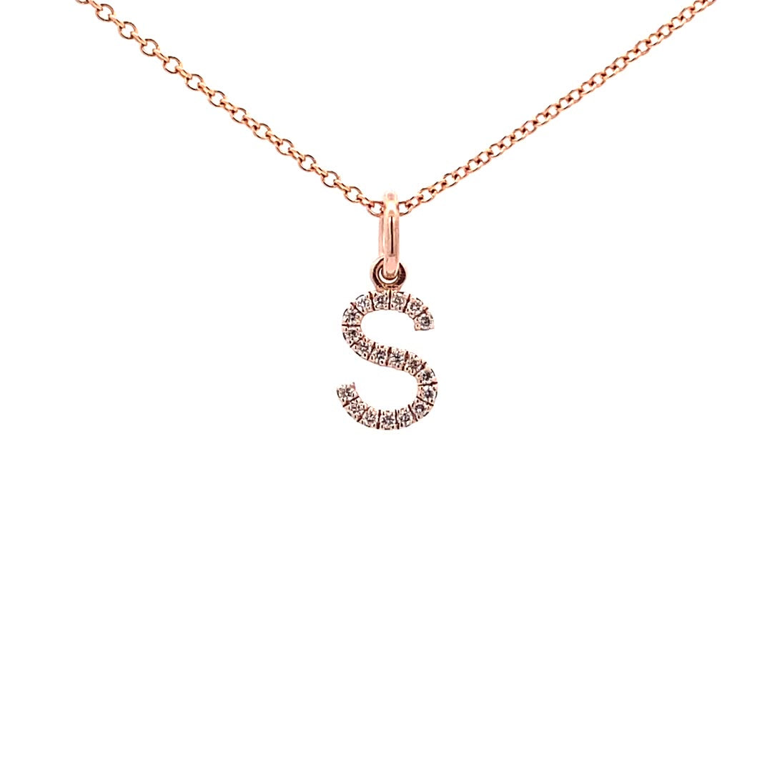 14K Gold Initial Diamond Pendant S(0.07ct) - dagatchi.com