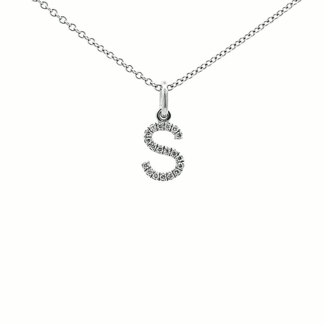 14K Gold Initial Diamond Pendant S(0.07ct) - dagatchi.com