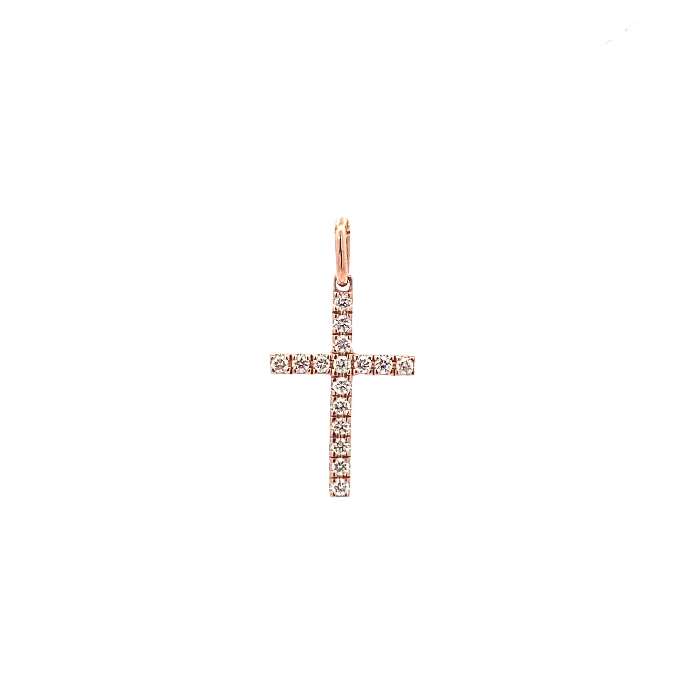 14K Gold 16 Diamond Cross Pendant(0.18ct) - dagatchi.com