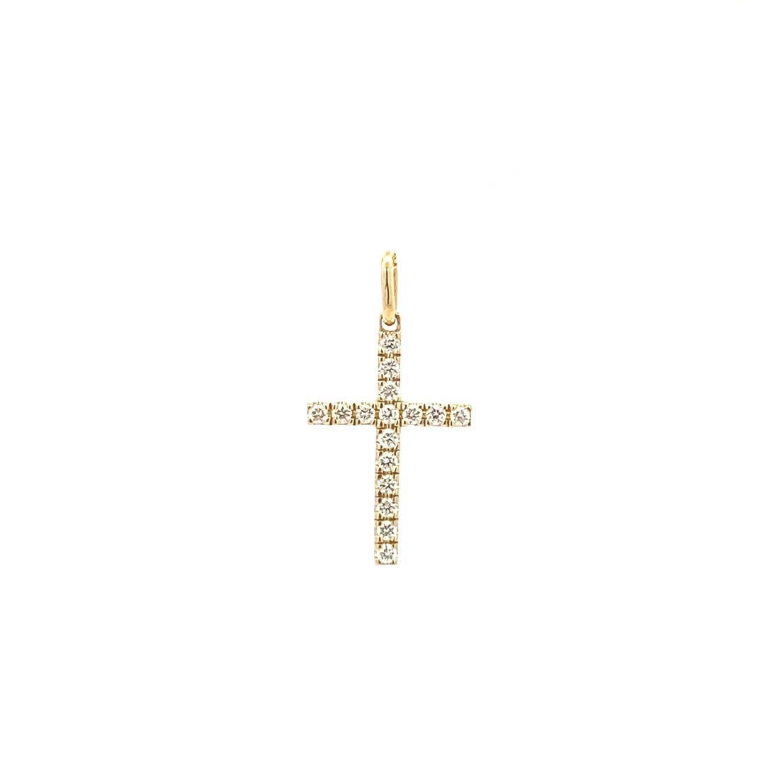 14K Gold 16 Diamond Cross Pendant(0.18ct) - dagatchi.com