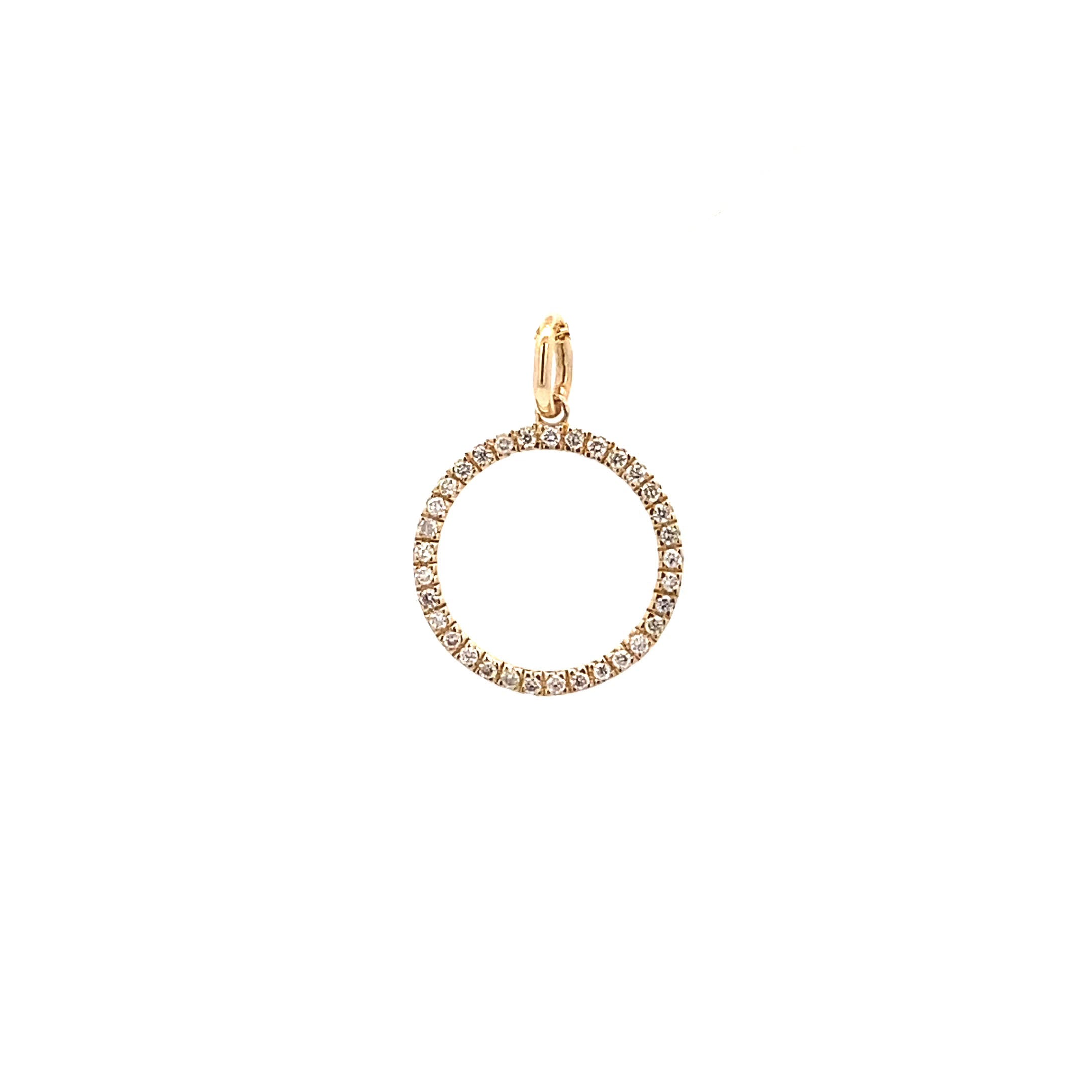 14K Gold Diamond Halo Circle Pendant(0.12ct) - dagatchi.com