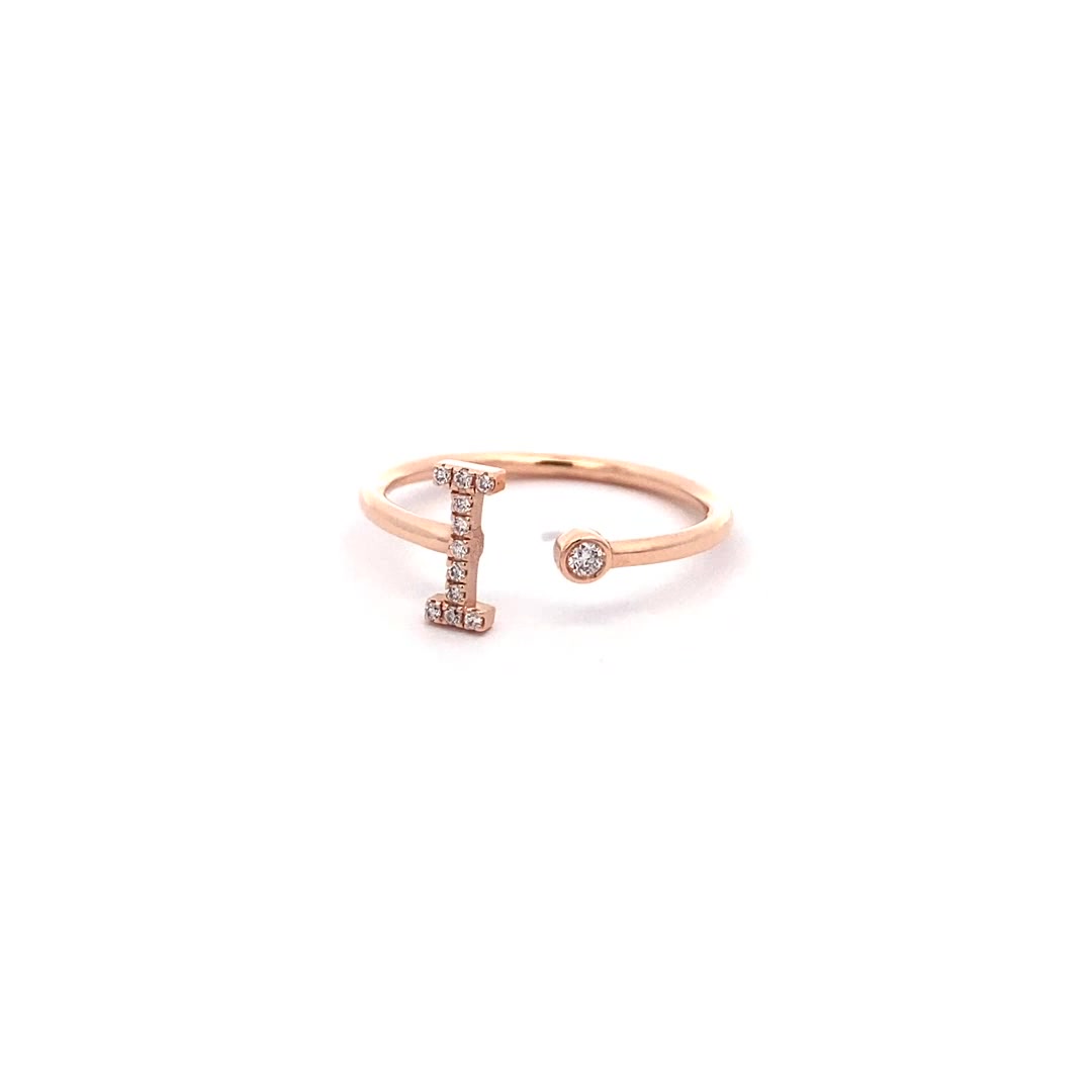 14K Gold Diamond Initial Ring I(0.06ct) - dagatchi.com