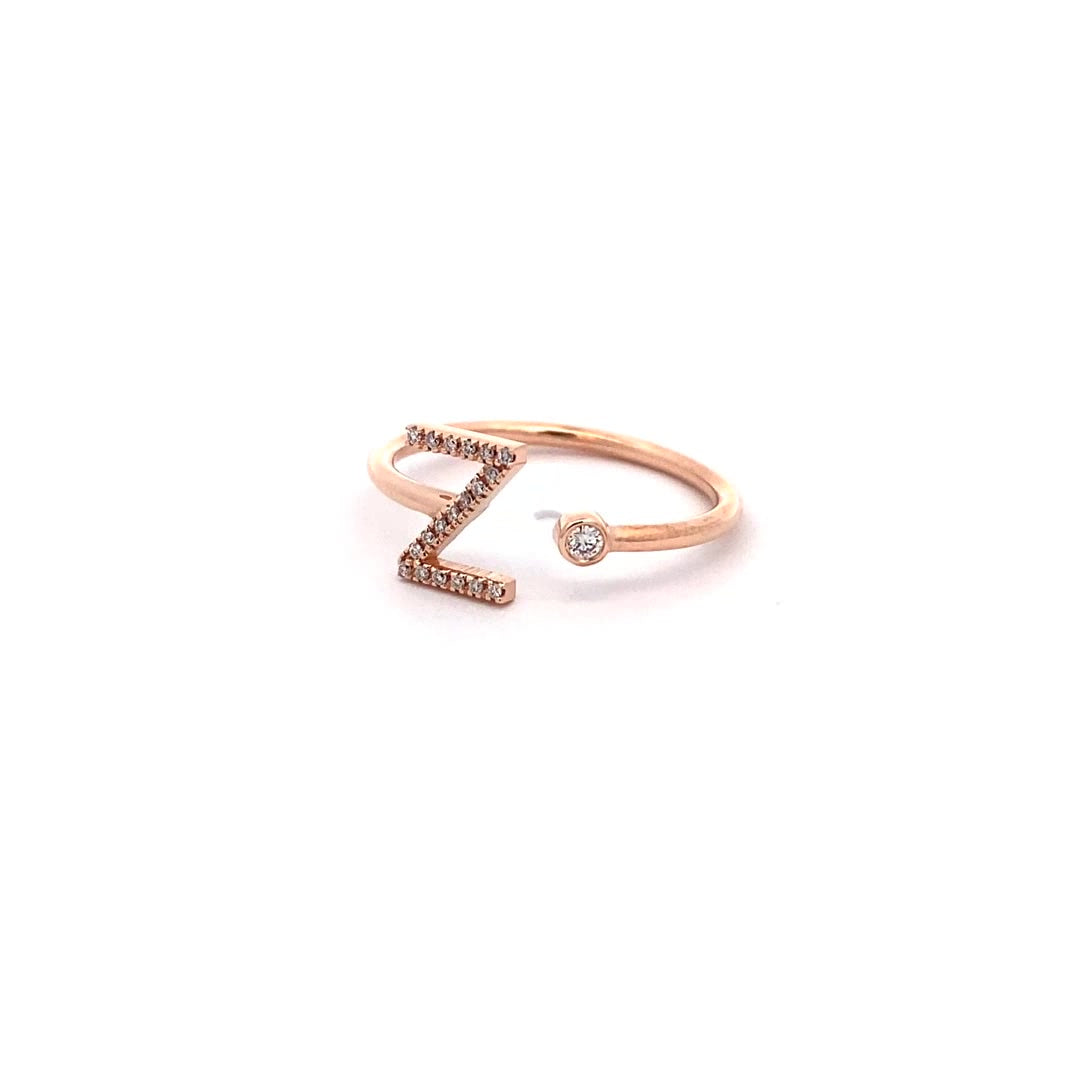 14K Gold Diamond Initial Ring Z(0.09ct) - dagatchi.com