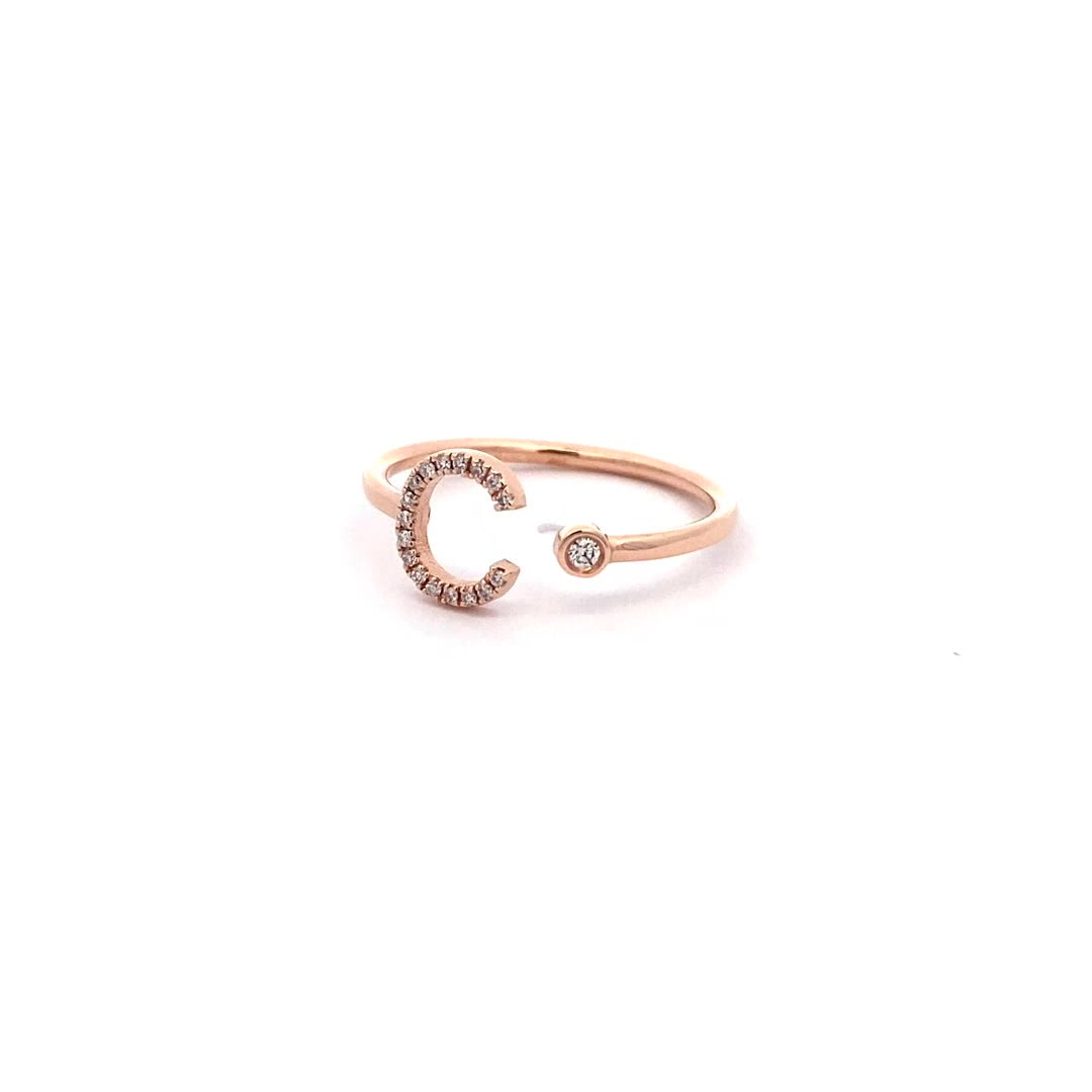 14K Gold Diamond Initial Ring C(0.08ct) - dagatchi.com